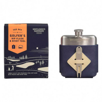 GOLFER´S HIP FLASK & DIVOT TOOL SET
