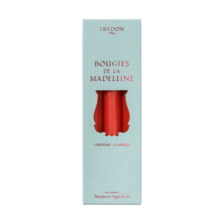 Bright Red Madeleine Taper Candle x6 - Trudon