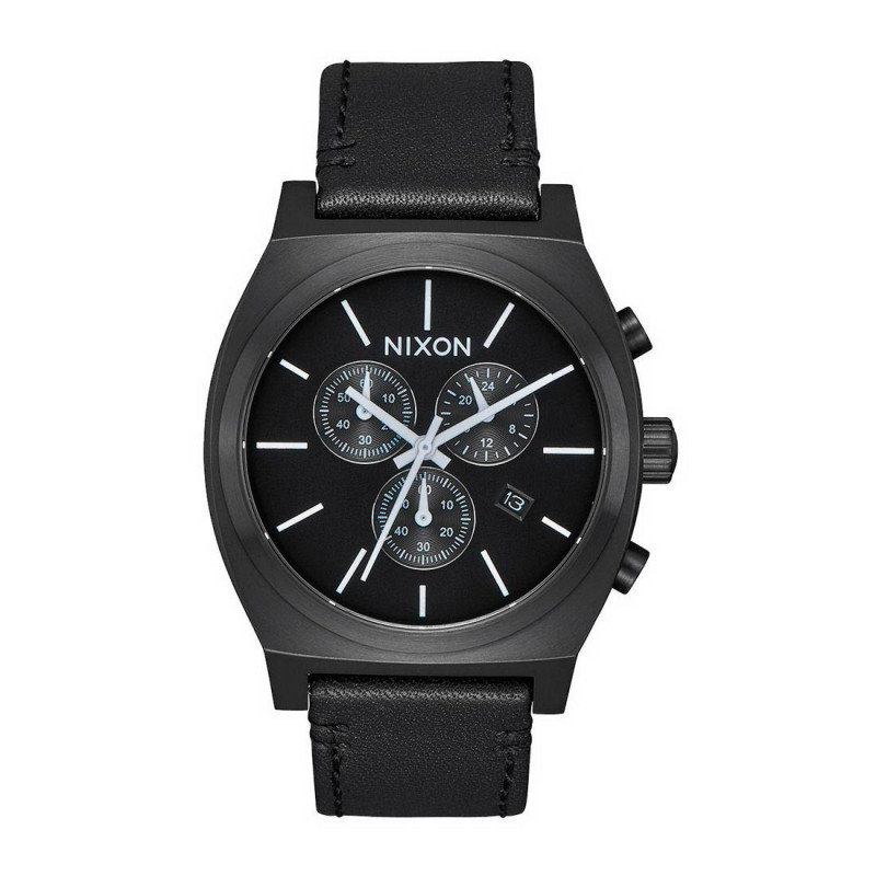 RELOJ TIME TELLER CHRONO LEATHER ALL BL/WHIT