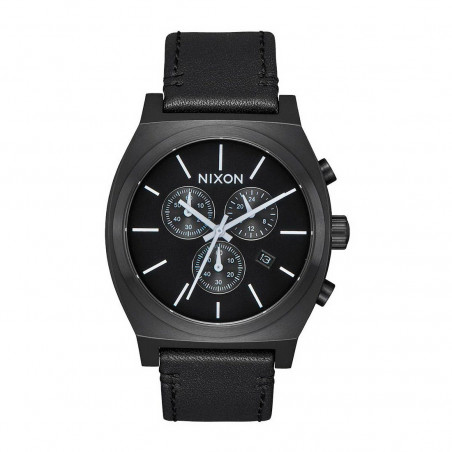 RELOJ TIME TELLER CHRONO LEATHER ALL BL/WHIT