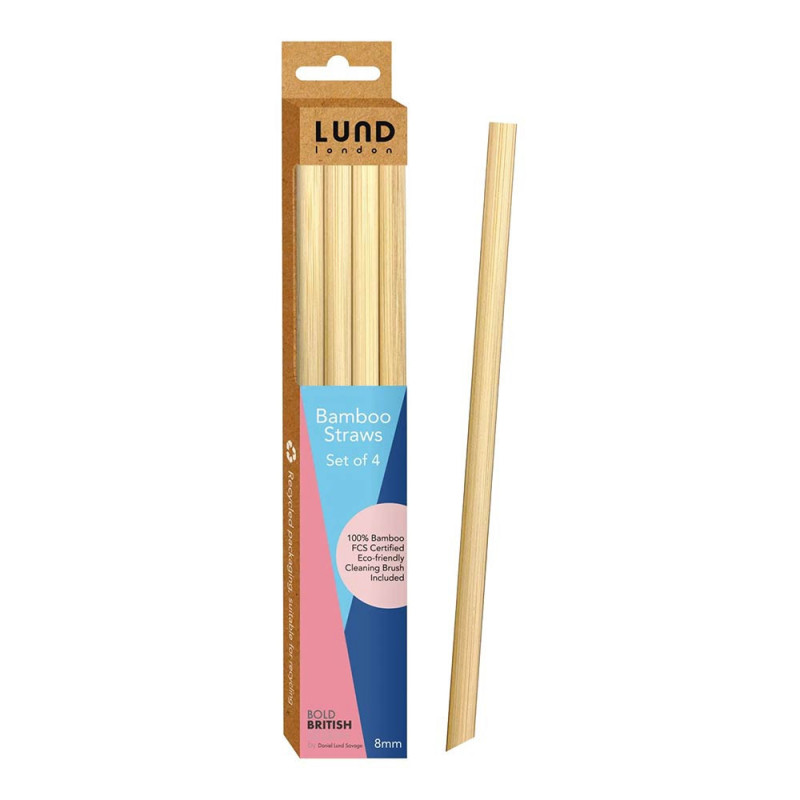 BAMBOO STRAWS SET OF 4 X 8MM