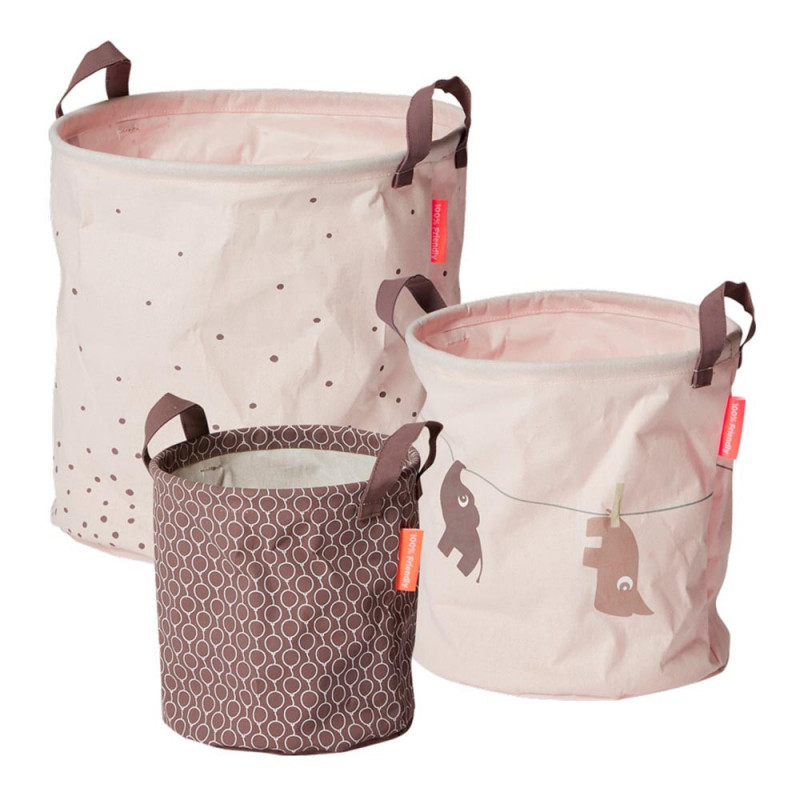 CESTAS DE ALMACENAJE 3 PIEZAS ROSA