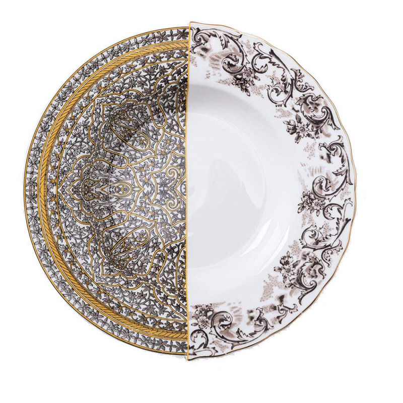 BOWL PLATE IN  PORCELAIN "HYBRID-AGROHA" ø Cm.25,4 h.3,8