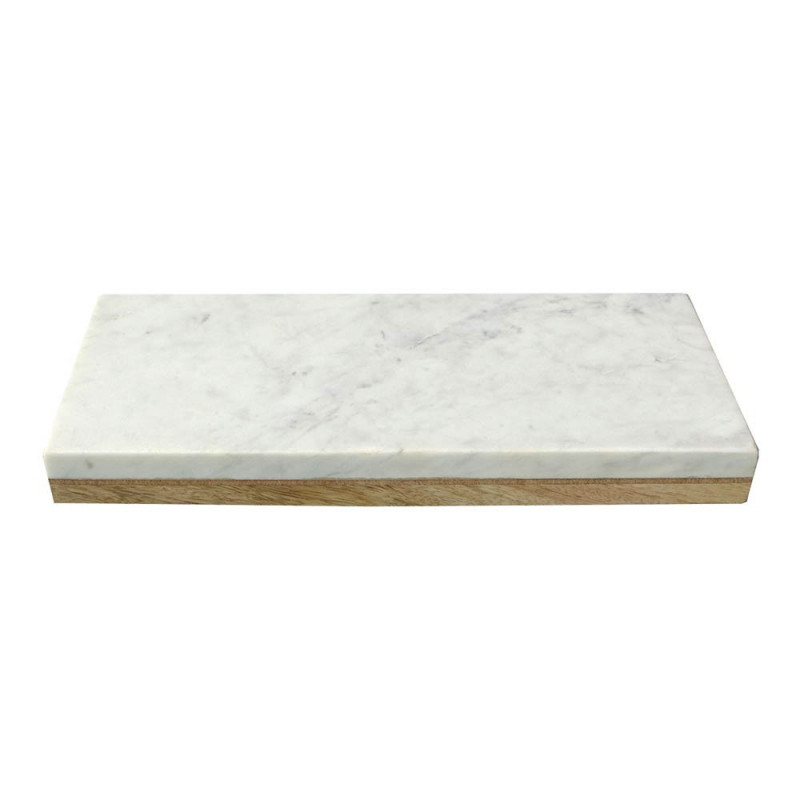 TABLA RECTANGULAR REVERSIBLE MARMOL BLANCO Y MADERA PEQUEÑA