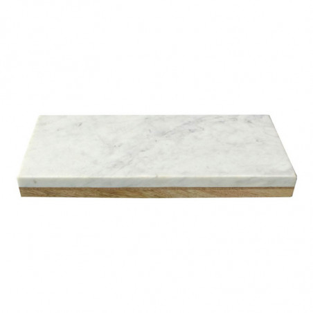 TABLA RECTANGULAR REVERSIBLE MARMOL BLANCO Y MADERA PEQUEÑA